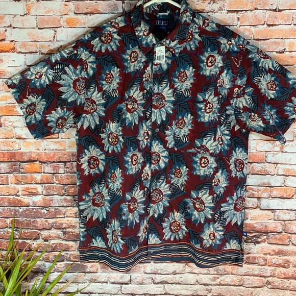 NWT BLEU by Arrow Hawaiian Shirt In Large🌺 - Picture 2 of 8